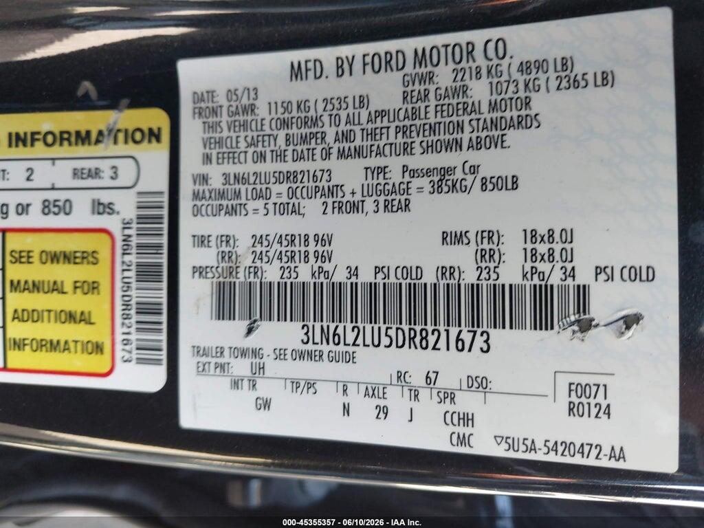 3LN6L2LU5DR821673 2013 LINCOLN MKZ HYBRID photo no. 9