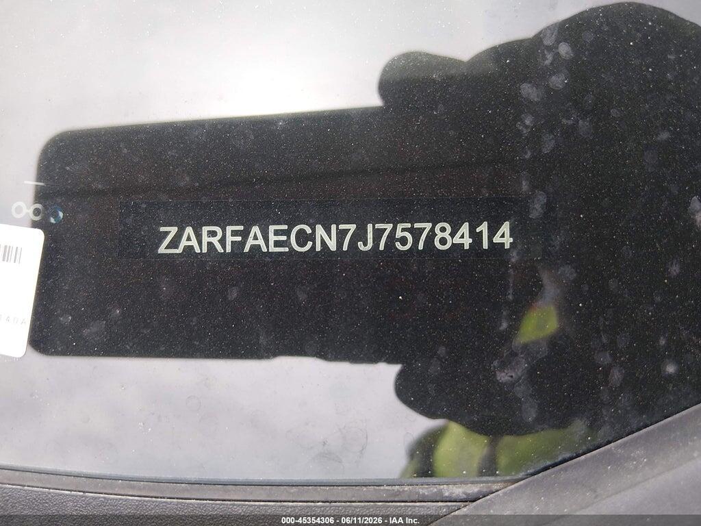 ZARFAECN7J7578414 2018 ALFA ROMEO GIULIA photo no. 9