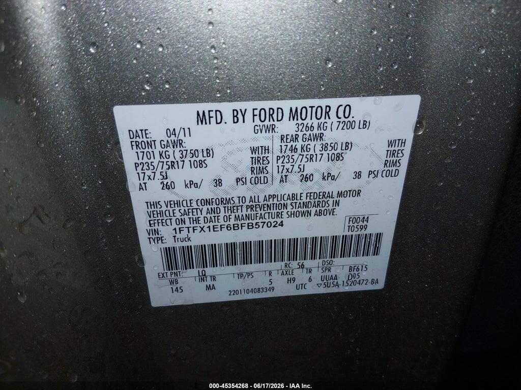 1FTFX1EF6BFB57024 2011 FORD F-150 photo no. 9
