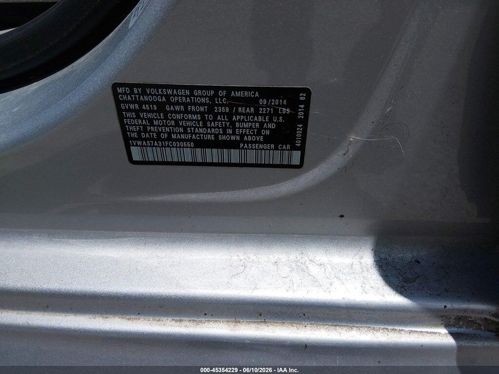 1VWAS7A31FC030550 2015 VOLKSWAGEN PASSAT photo no. 9