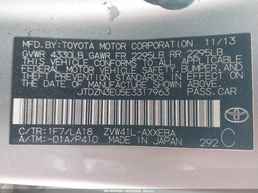 JTDZN3EU5E3317963 2014 TOYOTA PRIUS V photo no. 9