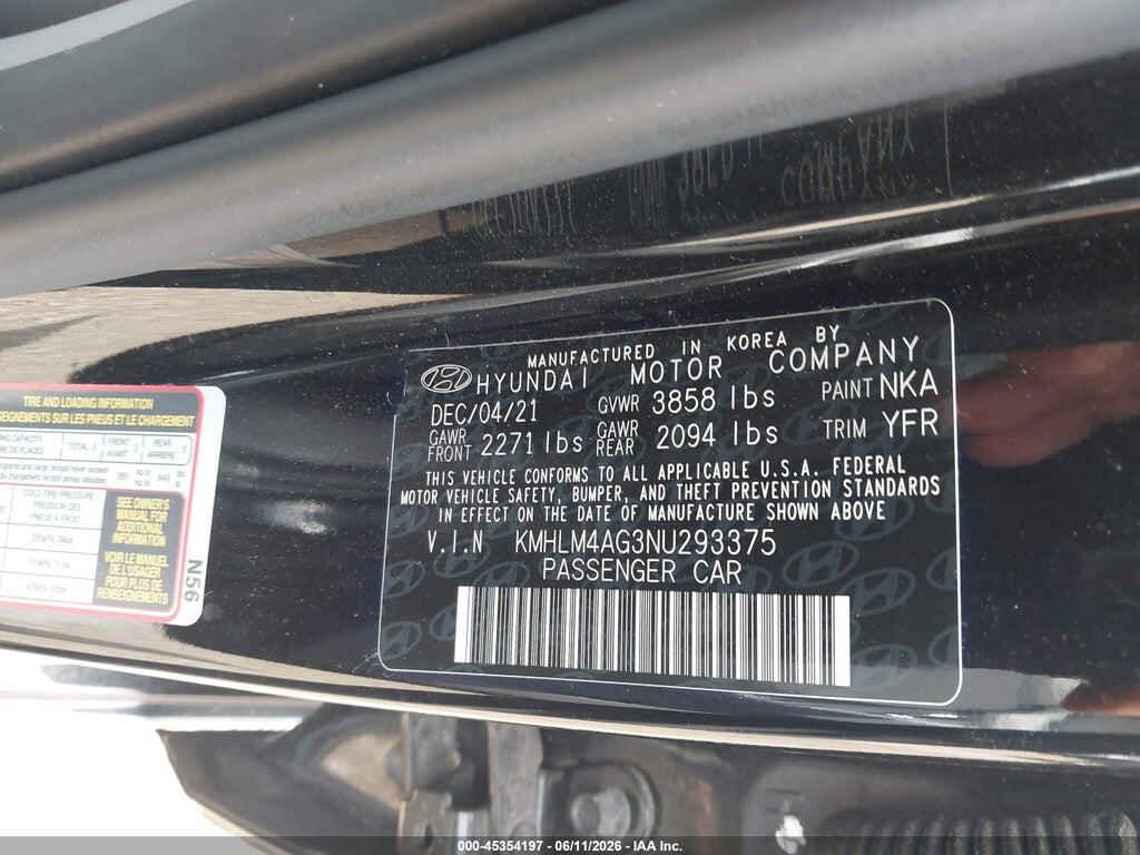 KMHLM4AG3NU293375 2022 HYUNDAI ELANTRA photo no. 9