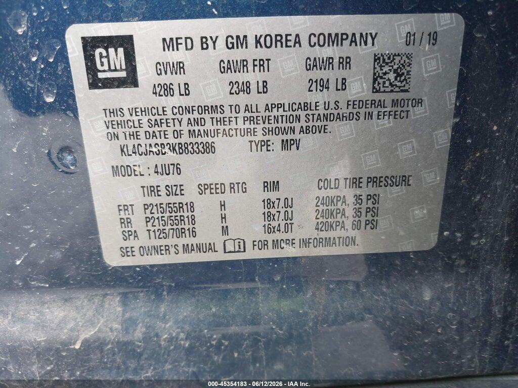 KL4CJASB3KB833386 2019 BUICK ENCORE photo no. 9