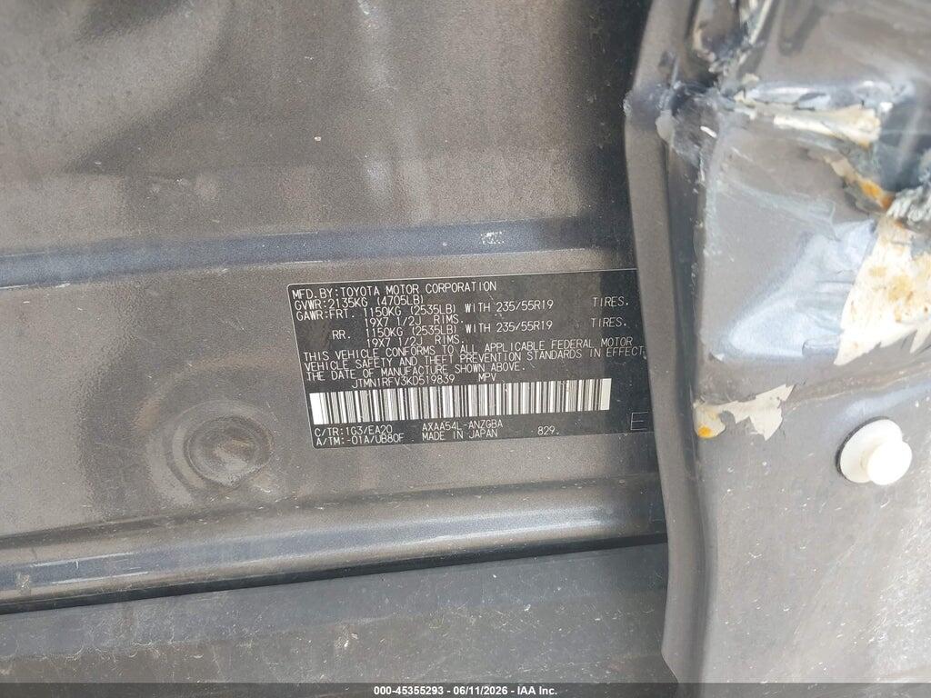 JTMN1RFV3KD519839 2019 TOYOTA RAV4 photo no. 9