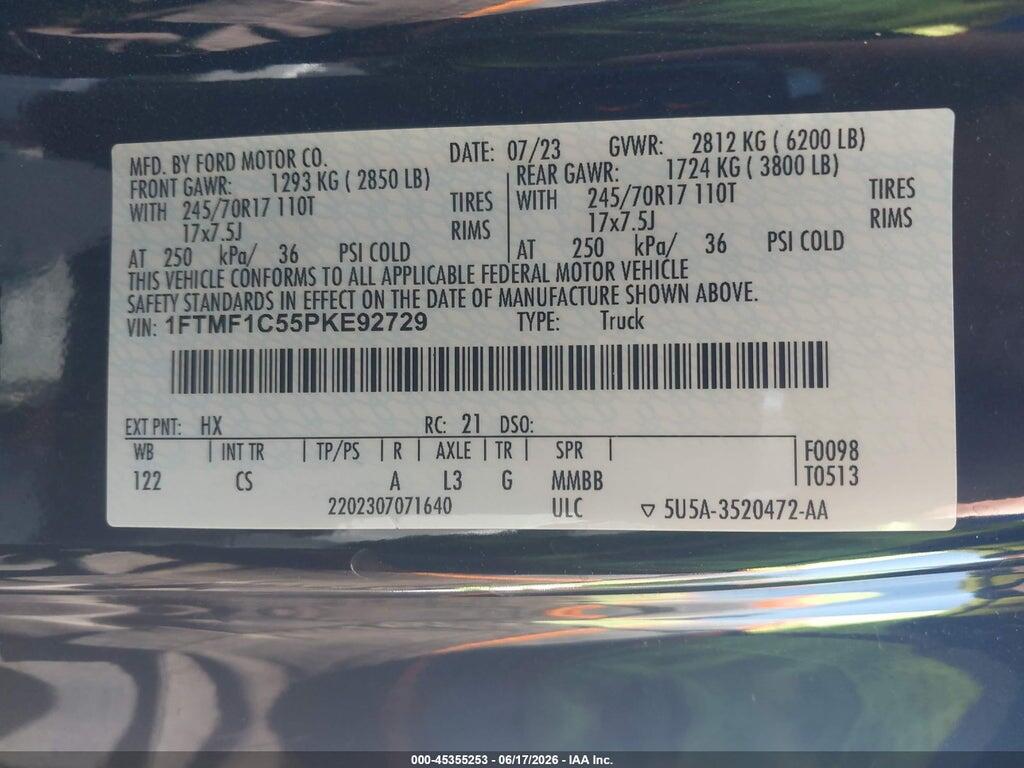 1FTMF1C55PKE92729 2023 FORD F-150 photo no. 9