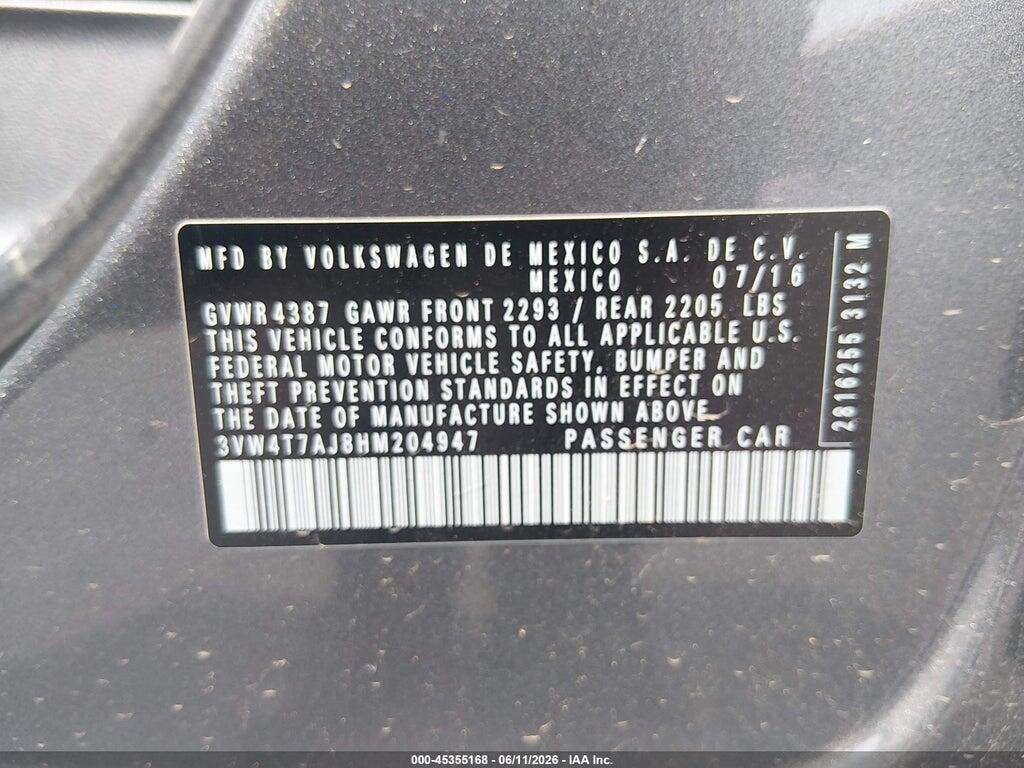 3VW4T7AJ8HM204947 2017 VOLKSWAGEN JETTA photo no. 9