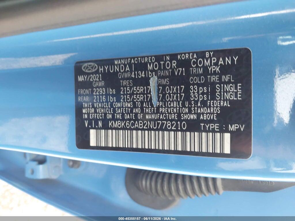 KM8K6CAB2NU778210 2022 HYUNDAI KONA photo no. 9