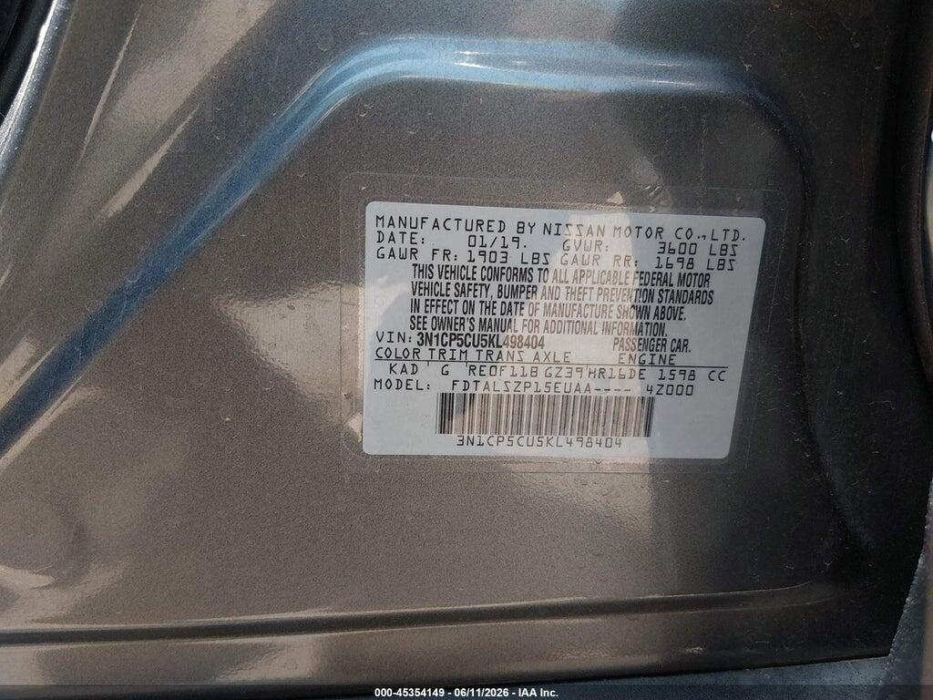 3N1CP5CU5KL498404 2019 NISSAN KICKS photo no. 9