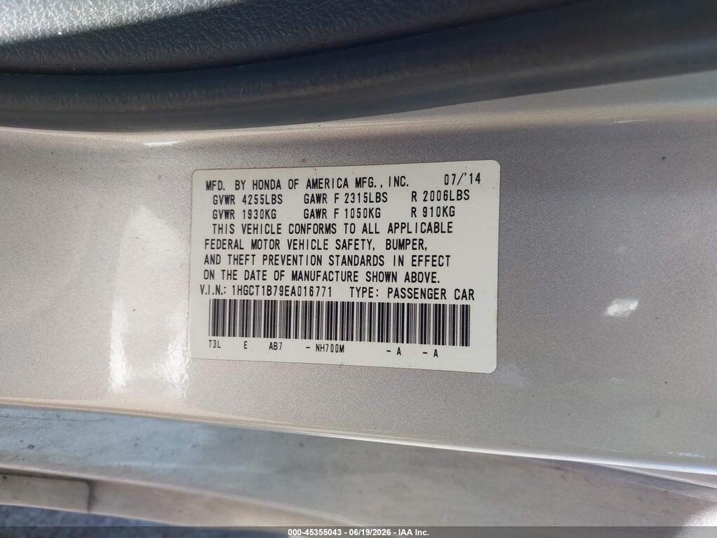 1HGCT1B79EA016771 2014 HONDA ACCORD photo no. 9