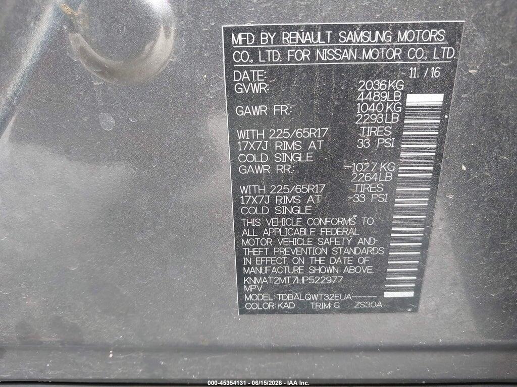 KNMAT2MT7HP522977 2017 NISSAN ROGUE photo no. 9