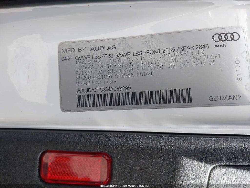 WAUDACF58MA053299 2021 AUDI A5 SPORTBACK photo no. 9
