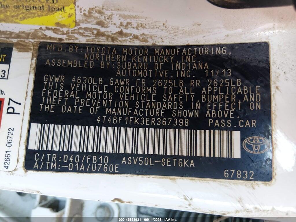 4T4BF1FK3ER367398 2014 TOYOTA CAMRY photo no. 9