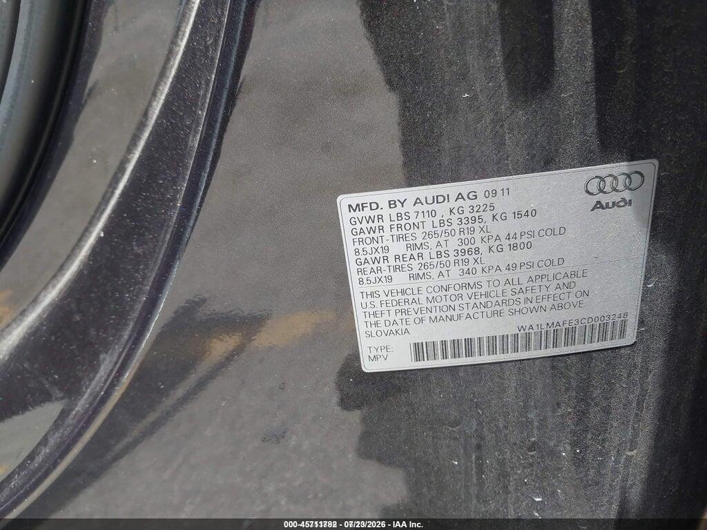 WA1LMAFE3CD003248 2012 AUDI Q7 photo no. 9