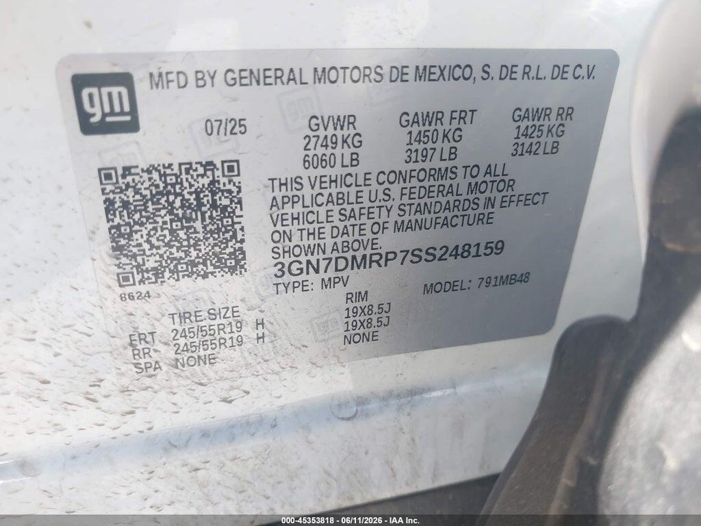 3GN7DMRP7SS248159 2025 CHEVROLET EQUINOX EV photo no. 9
