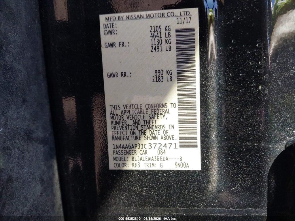 1N4AA6AP3JC372471 2018 NISSAN MAXIMA photo no. 9