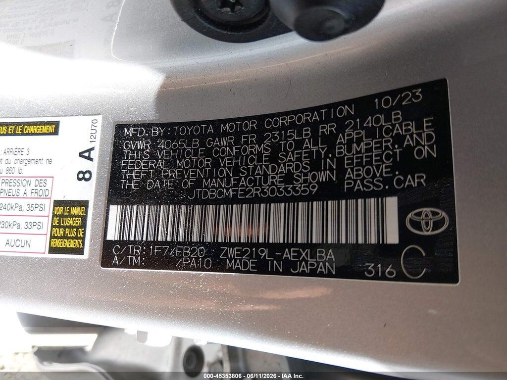 JTDBCMFE2R3033359 2024 TOYOTA COROLLA photo no. 9