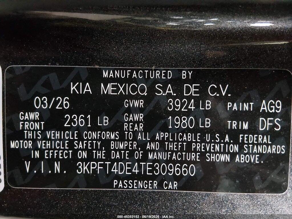 3KPFT4DE4TE309660 2026 KIA K4 photo no. 9