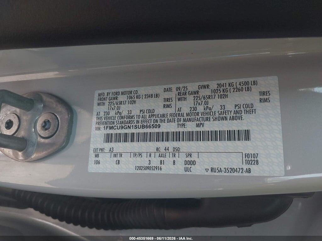 1FMCU9GN1SUB66509 2025 FORD ESCAPE photo no. 9