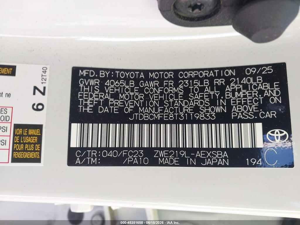 JTDBCMFE8T3119833 2026 TOYOTA COROLLA HYBRID photo no. 9