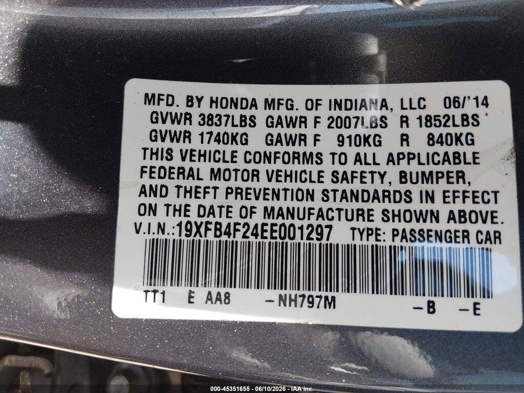 19XFB4F24EE001297 2014 HONDA CIVIC HYBRID photo no. 9