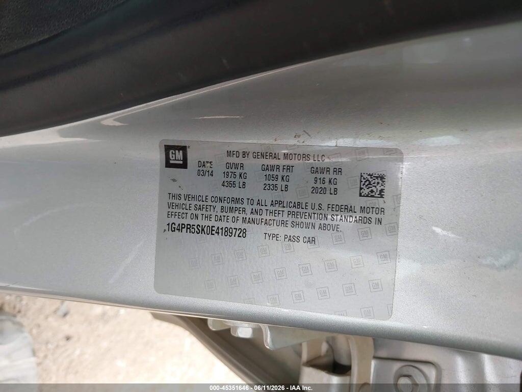 1G4PR5SK0E4189728 2014 BUICK VERANO photo no. 9
