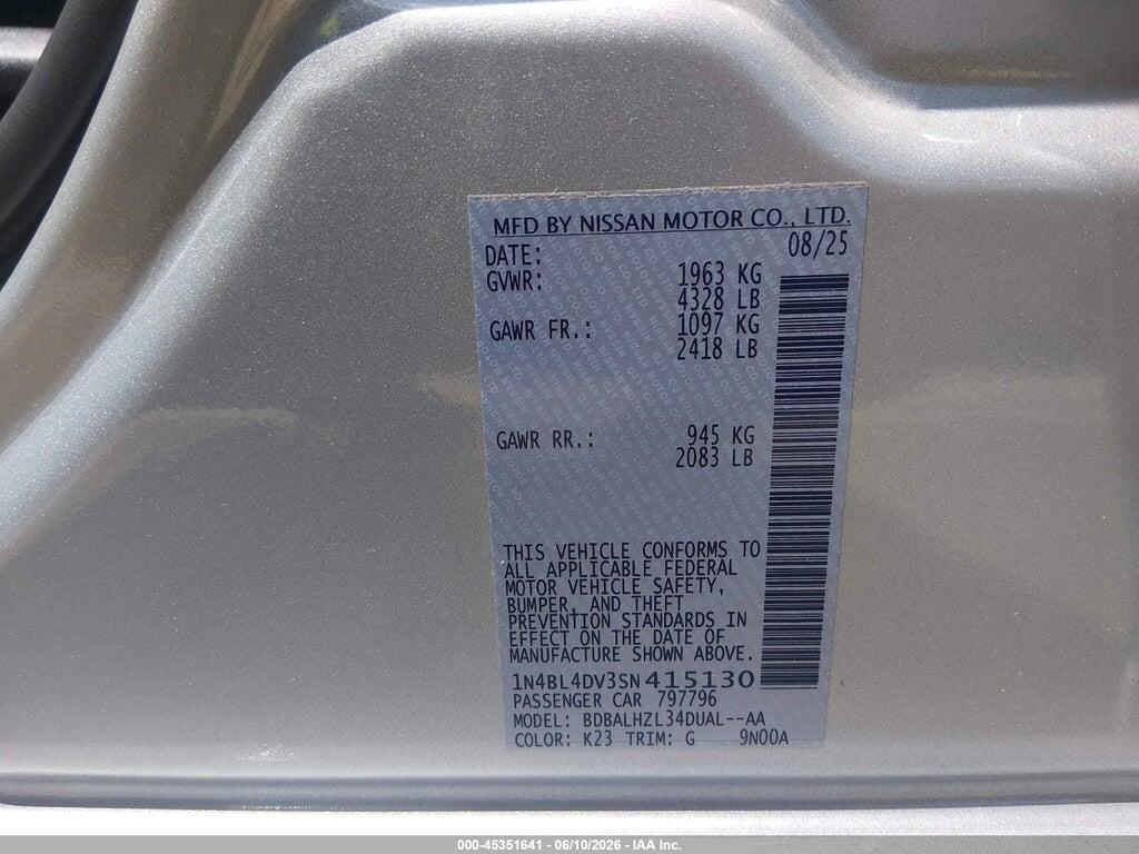 1N4BL4DV3SN415130 2025 NISSAN ALTIMA photo no. 9