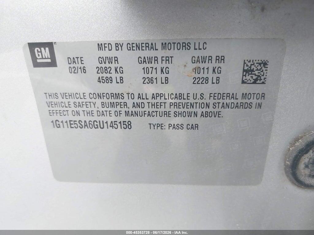 1G11E5SA6GU145158 2016 CHEVROLET MALIBU LIMITED photo no. 9