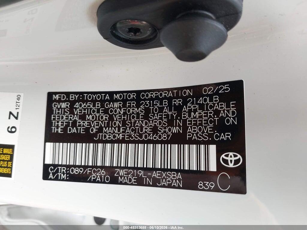 JTDBCMFE3SJ046087 2025 TOYOTA COROLLA photo no. 9