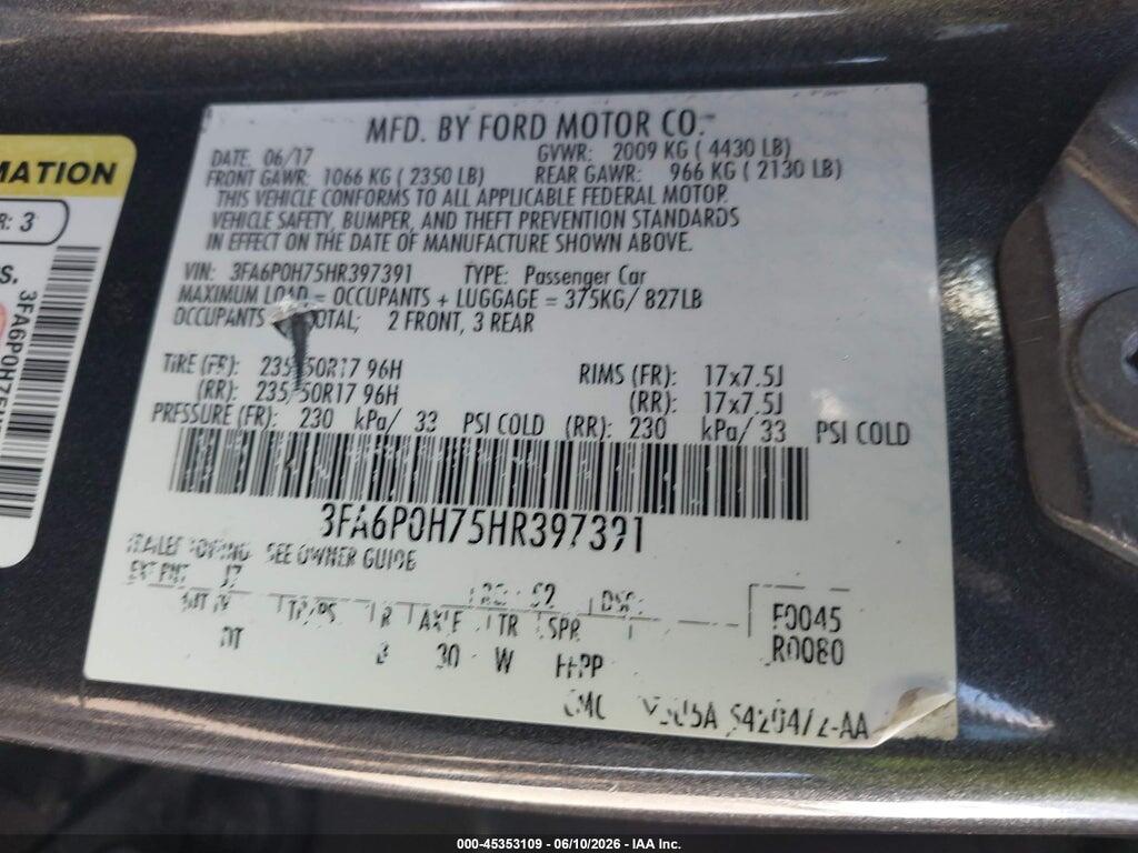 3FA6P0H75HR397391 2017 FORD FUSION photo no. 9
