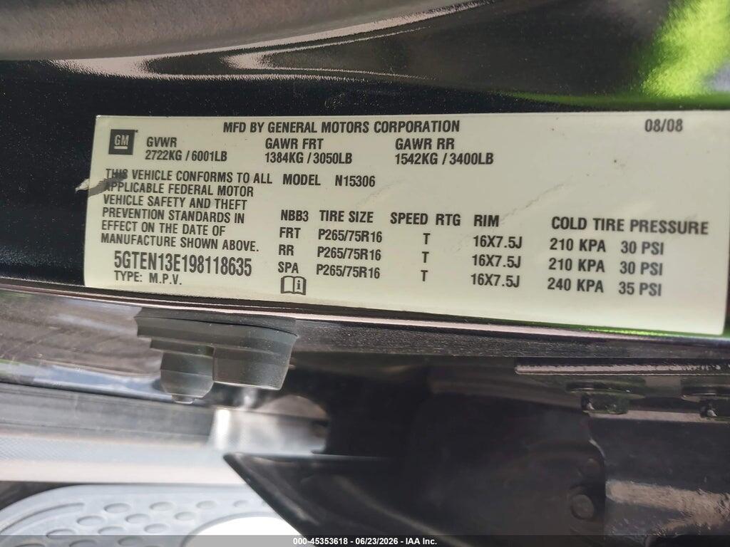 5GTEN13E198118635 2009 HUMMER H3 SUV photo no. 9