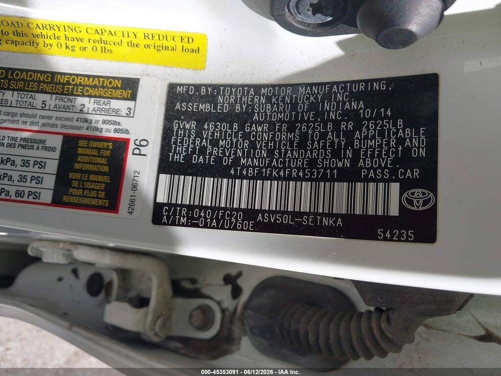 4T4BF1FK4FR453711 2015 TOYOTA CAMRY photo no. 9