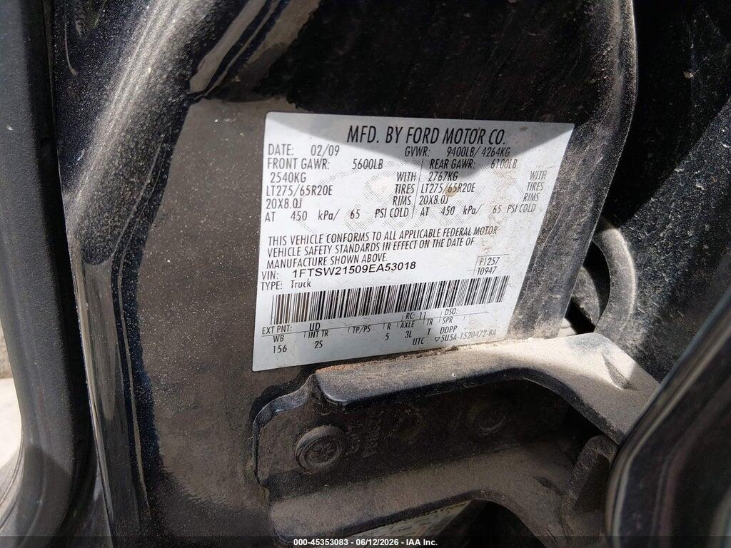 1FTSW21509EA53018 2009 FORD F-250 photo no. 9