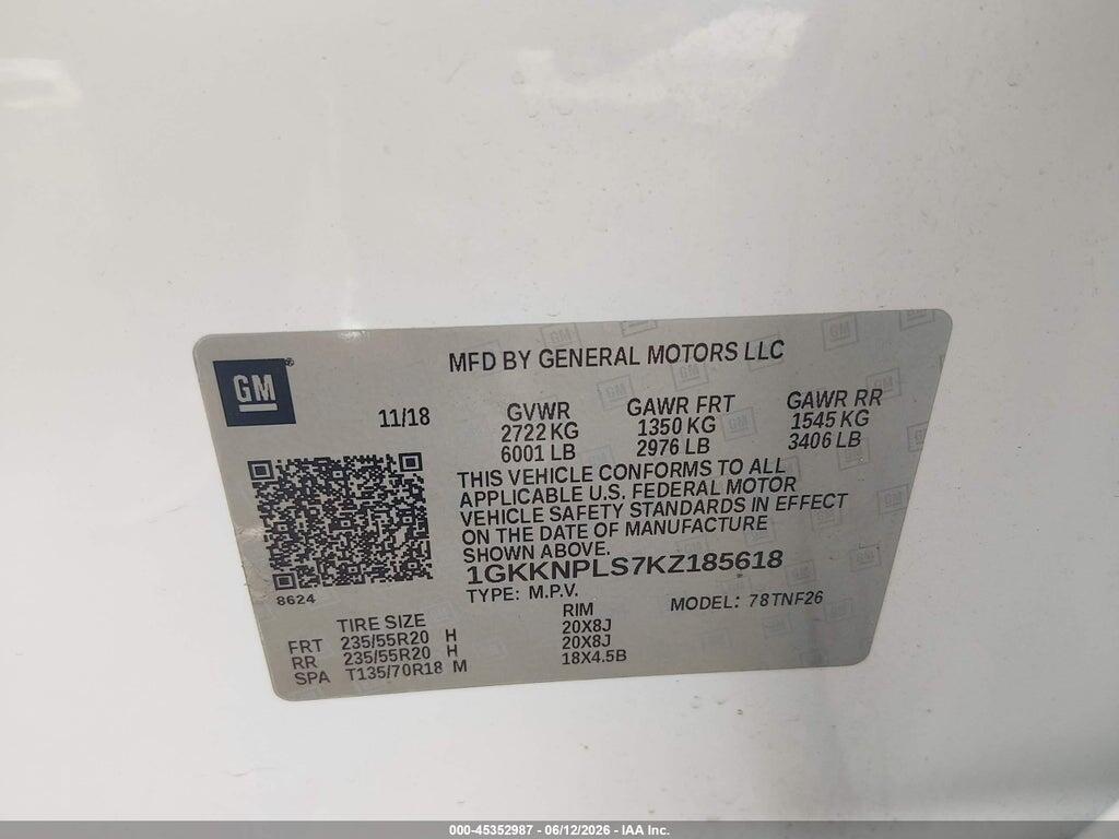 1GKKNPLS7KZ185618 2019 GMC ACADIA photo no. 9