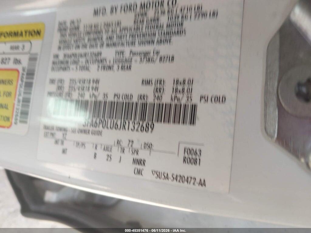 3FA6P0LU6JR132689 2018 FORD FUSION HYBRID photo no. 9