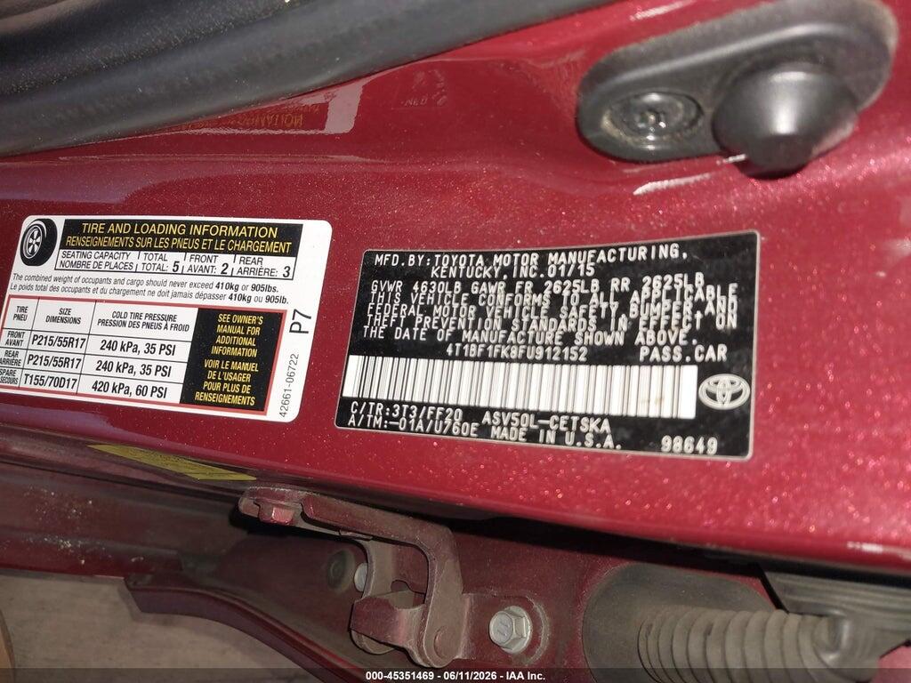 4T1BF1FK8FU912152 2015 TOYOTA CAMRY photo no. 9