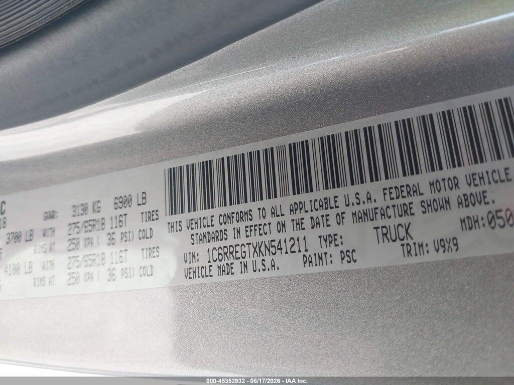 1C6RREGTXKN541211 2019 RAM 1500 photo no. 9