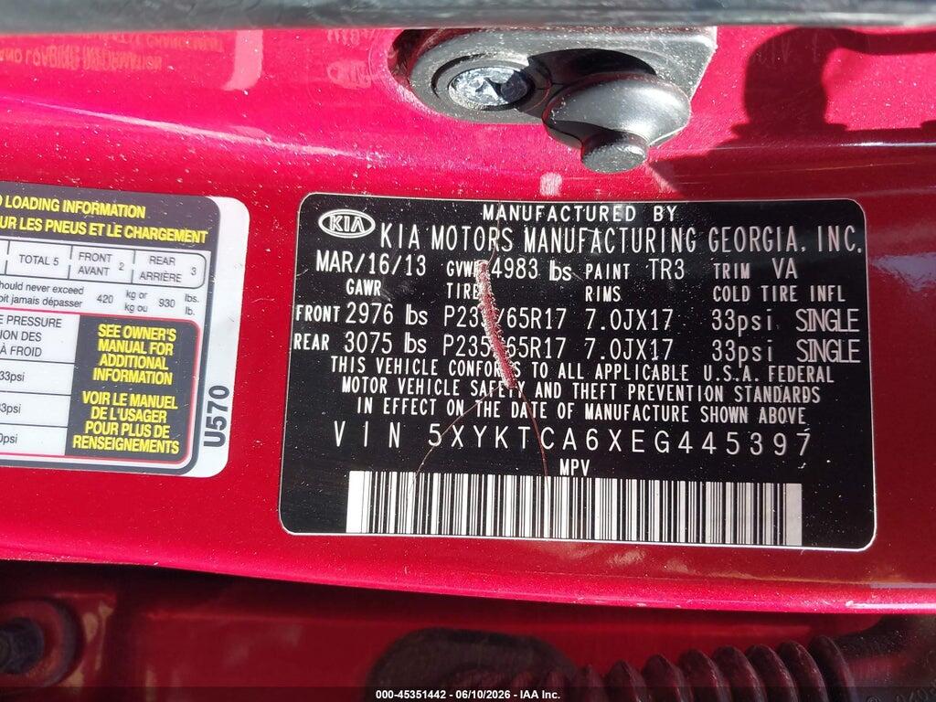 5XYKTCA6XEG445397 2014 KIA SORENTO photo no. 9
