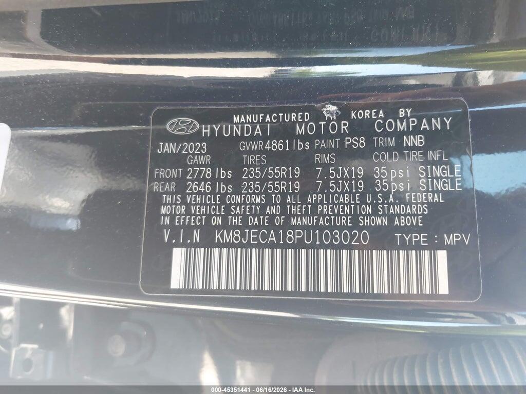 KM8JECA18PU103020 2023 HYUNDAI TUCSON HYBRID photo no. 9