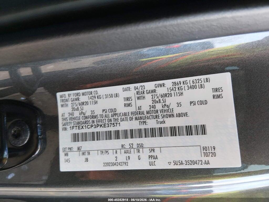 1FTEX1CP3PKE37571 2023 FORD F-150 photo no. 9