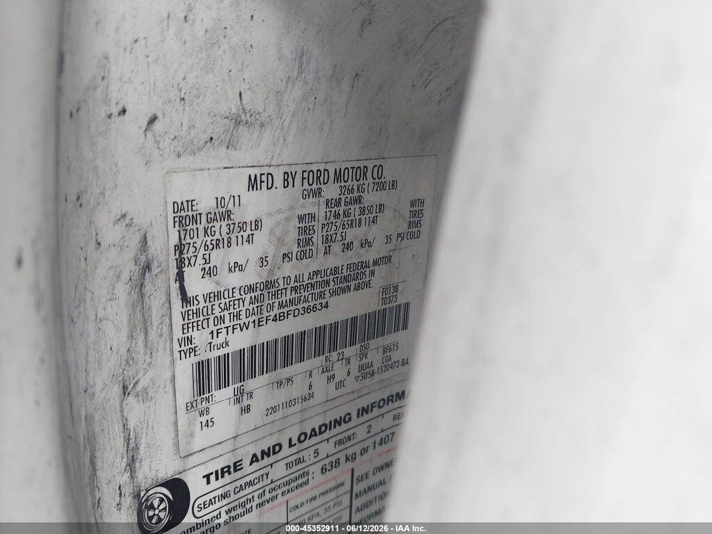 1FTFW1EF4BFD36634 2011 FORD F-150 photo no. 9