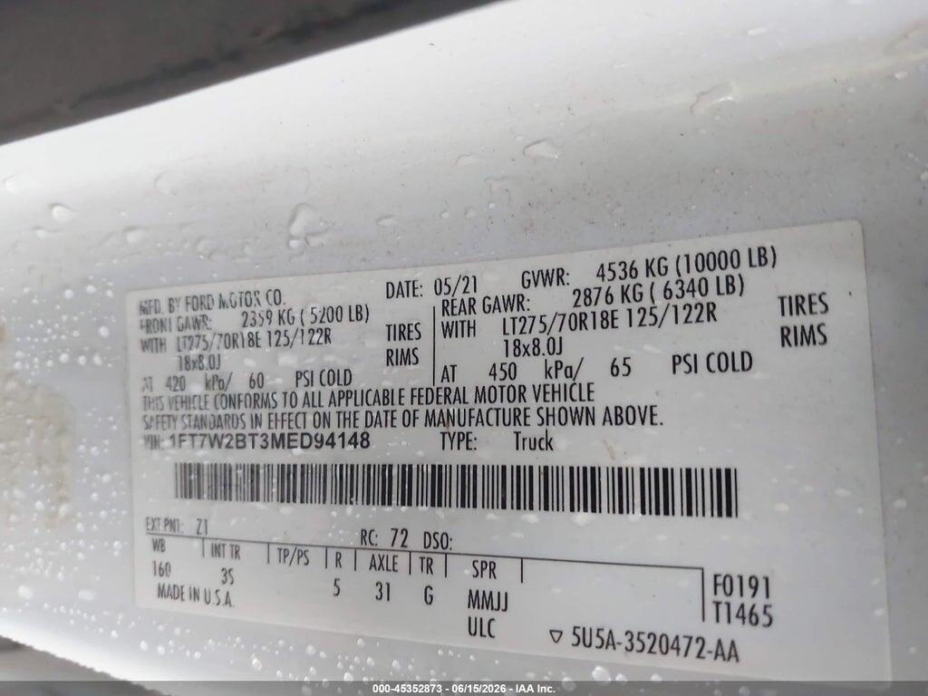 1FT7W2BT3MED94148 2021 FORD F-250 photo no. 9