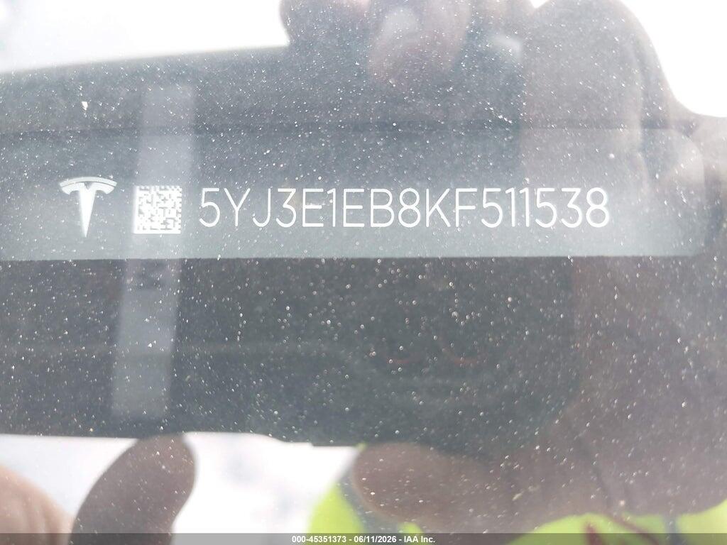 5YJ3E1EB8KF511538 2019 TESLA MODEL 3 photo no. 9