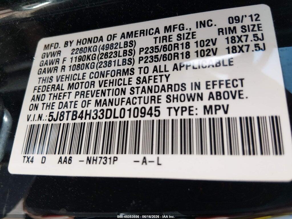 5J8TB4H33DL010945 2013 ACURA RDX photo no. 9