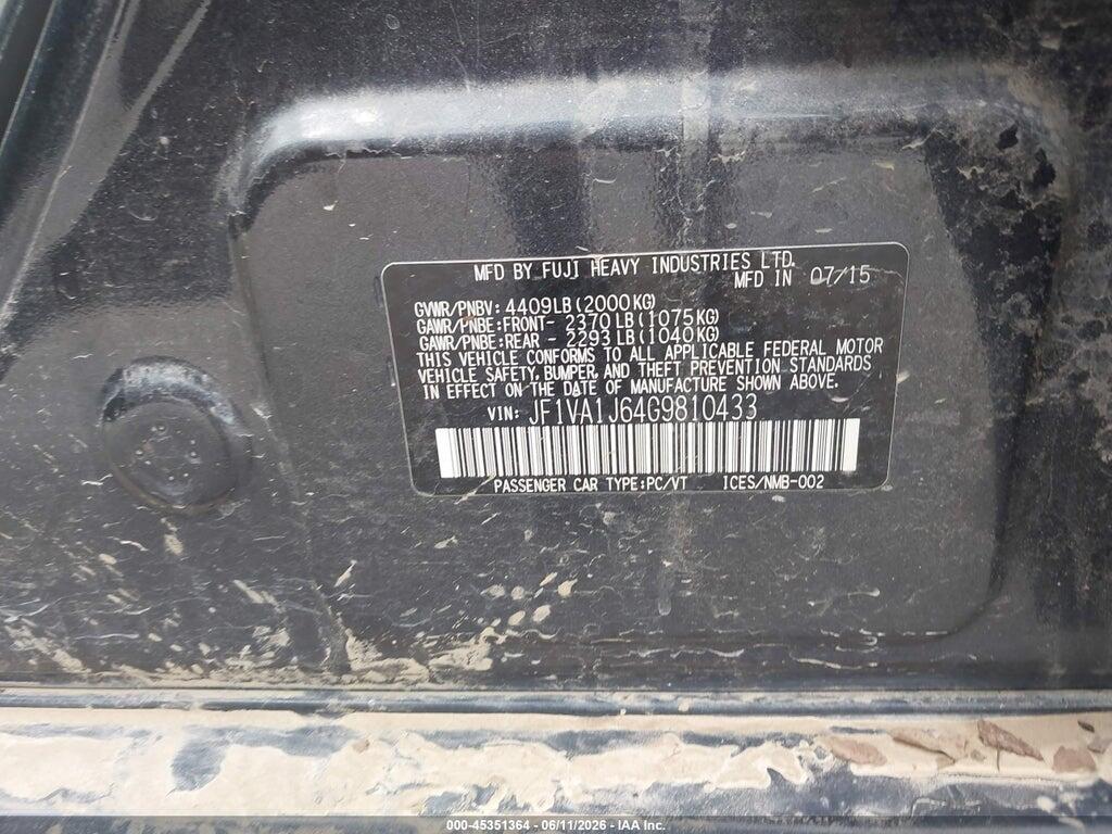 JF1VA1J64G9810433 2016 SUBARU WRX photo no. 9