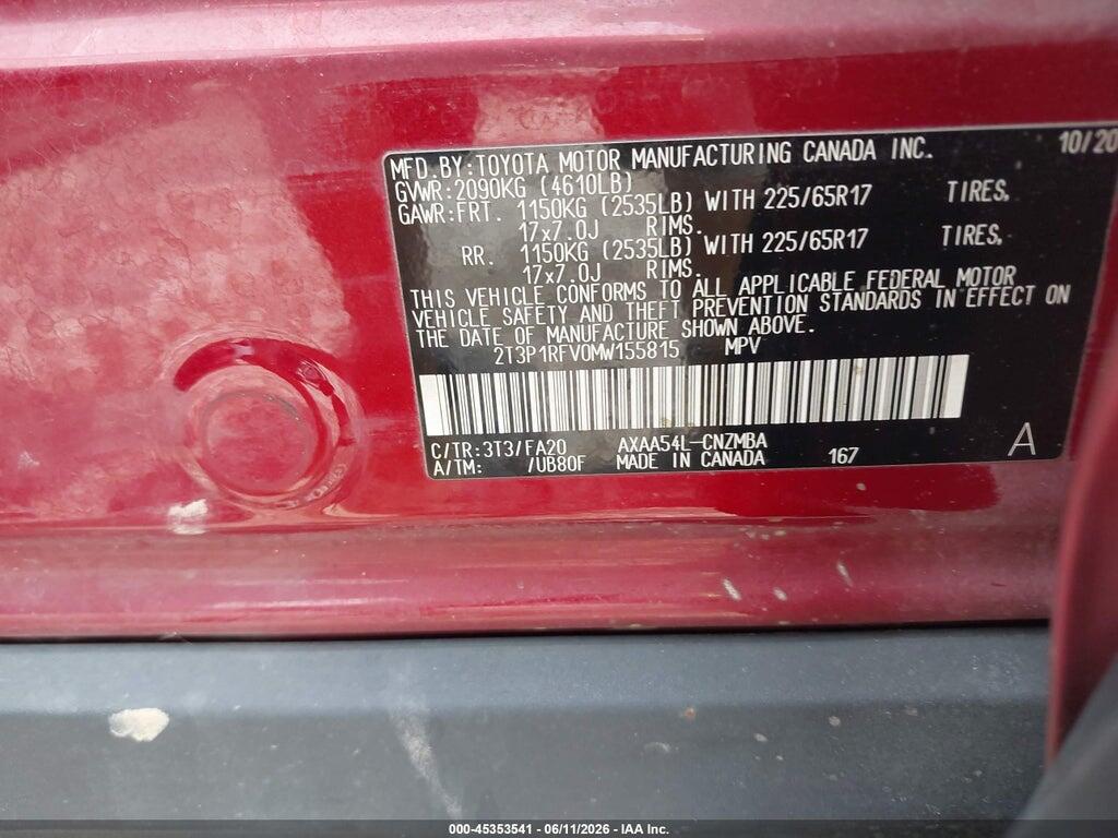 2T3P1RFV0MW155815 2021 TOYOTA RAV4 photo no. 9