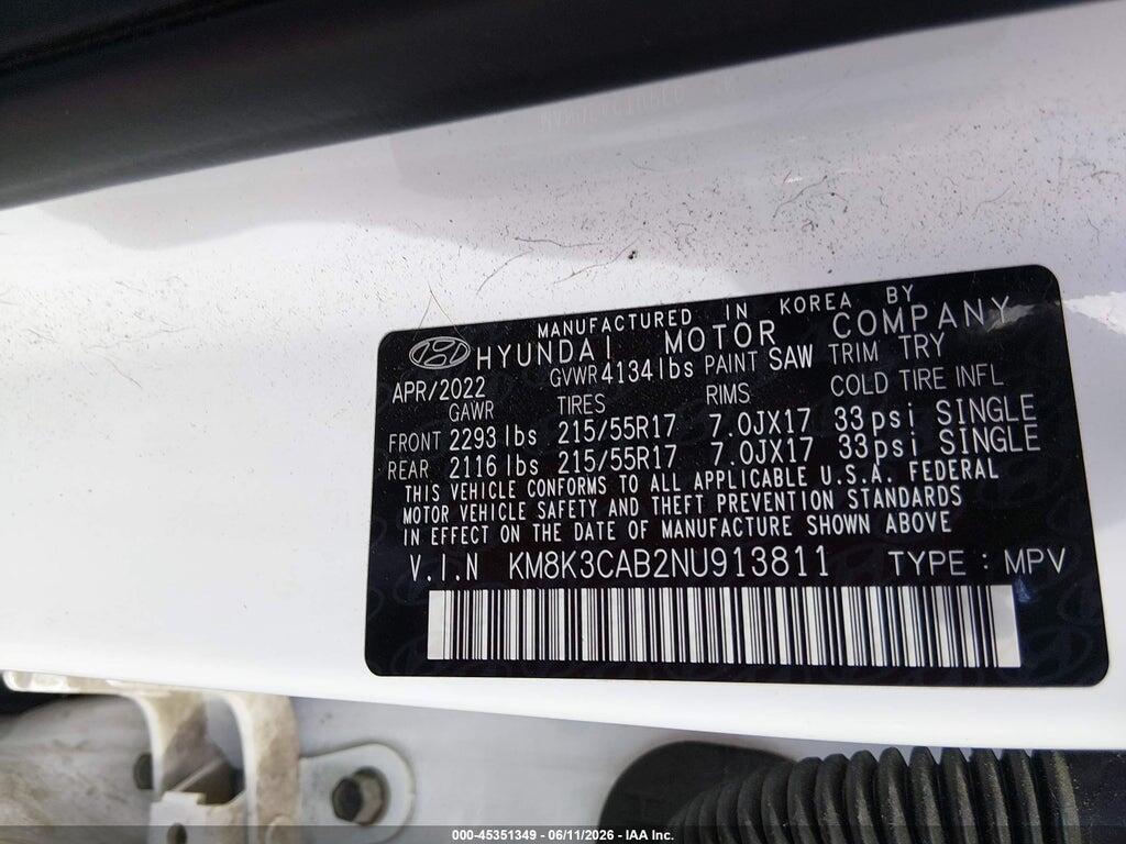KM8K3CAB2NU913811 2022 HYUNDAI KONA photo no. 9