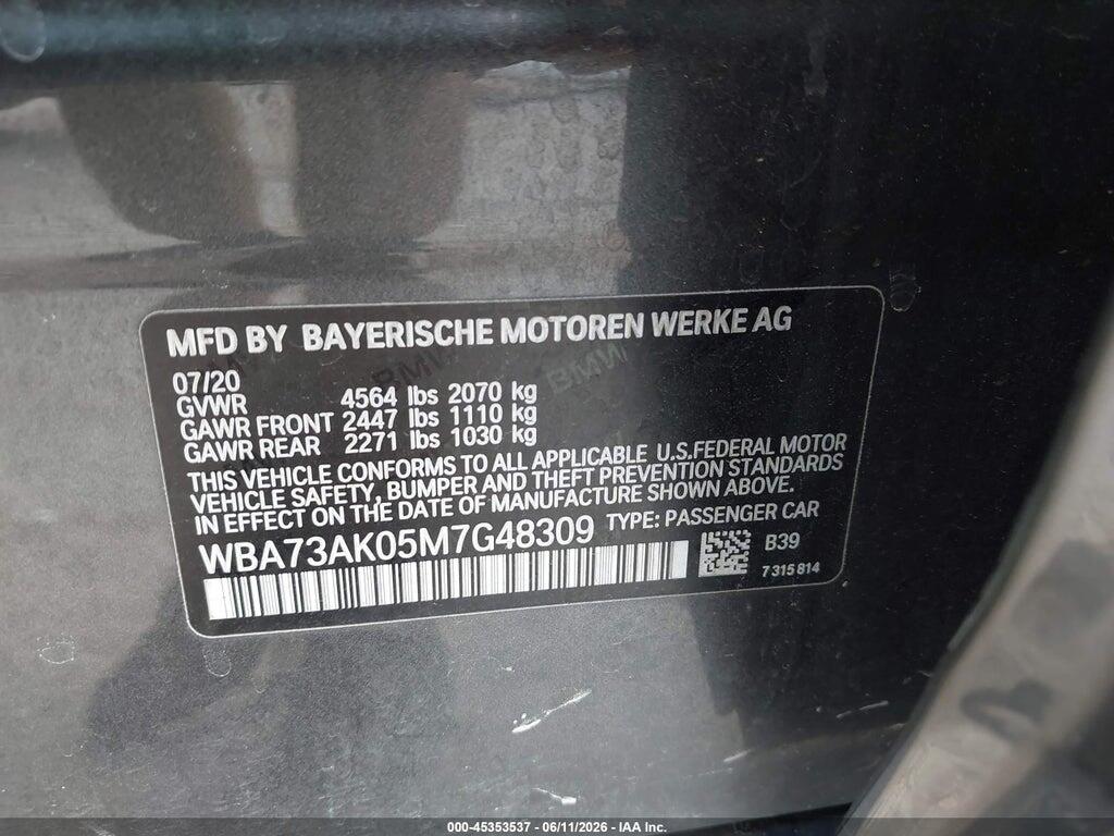 WBA73AK05M7G48309 2021 BMW 228I GRAN COUPE photo no. 9