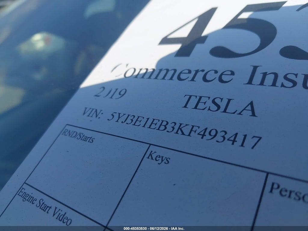 5YJ3E1EB3KF493417 2019 TESLA MODEL 3 photo no. 9