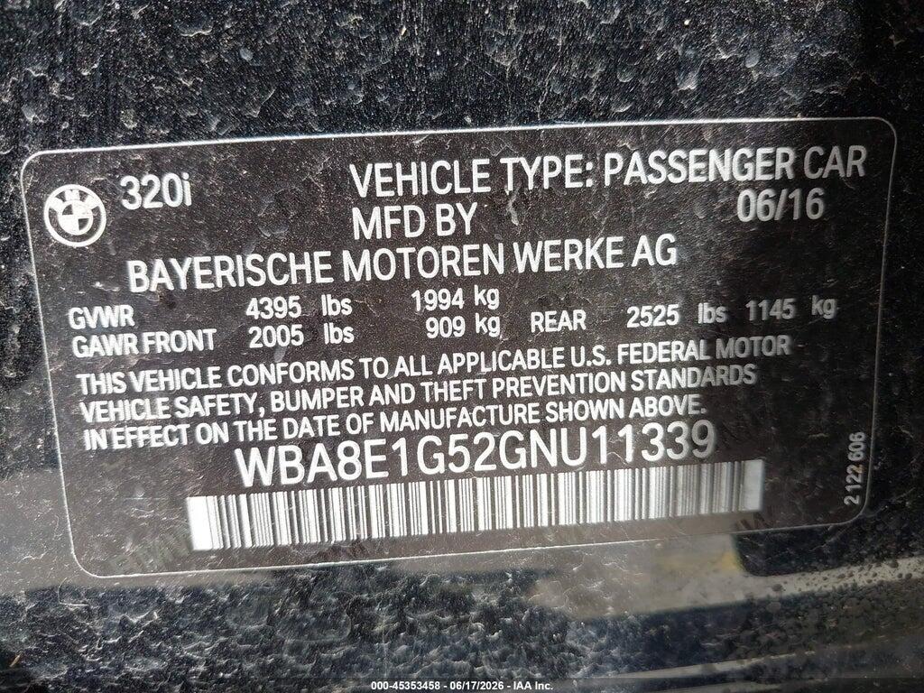 WBA8E1G52GNU11339 2016 BMW 320I photo no. 9
