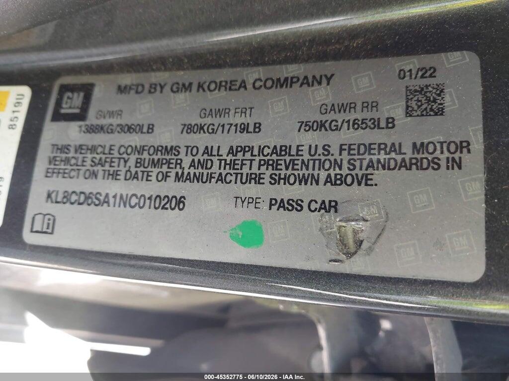 KL8CD6SA1NC010206 2022 CHEVROLET SPARK photo no. 9